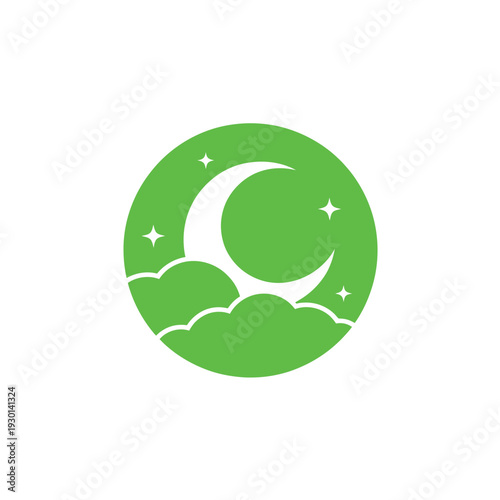 Wallpaper Mural Green circle with white crescent moon and stars Torontodigital.ca