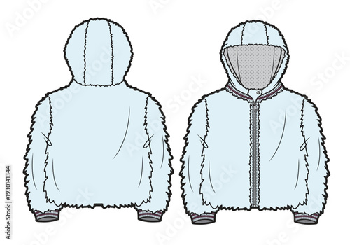 Girls fleece jackets vector design technical illustration by adobe illustrator.