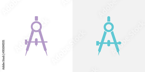 Purple and blue compass drafting tool geometry