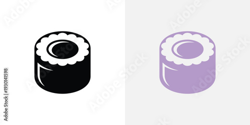 Purple sushi roll icon with white seaweed on top