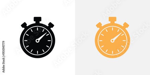 Stopwatch in black and orange on white background timer