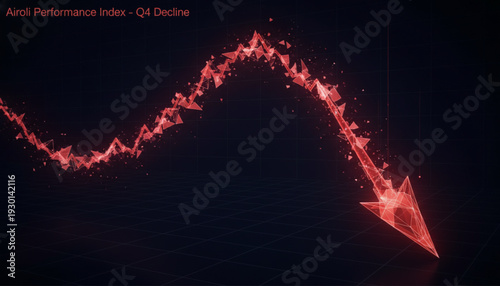 abstract neon cyan and pink graph chart down arrow icon illustration, on black background, and 4k illustration.