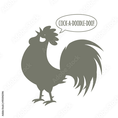 Rooster Silhouette with Cock-a-doodle-doo Speech Bubble