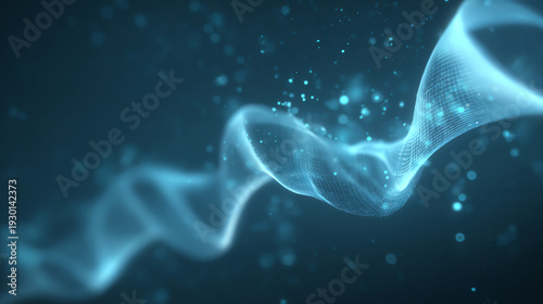 Wallpaper Mural Futuristic abstract wave pattern with glowing particles, representing data flow and innovation in technology. Torontodigital.ca