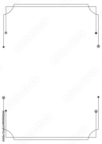 ミニマルなラインが重なったフレーム縦型　モノクロ