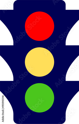 Vector of Traffic light. Traffic light  flat icon on isolated white transparent background. Traffic control light / signal with red, yellow and green color flat icon for apps and websites