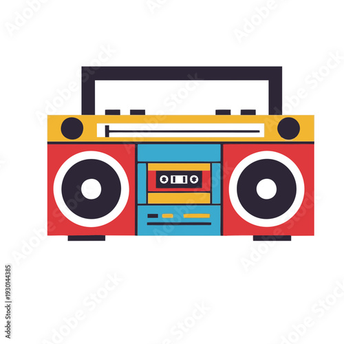 retro boombox illustration vintage 80s radio cassette player