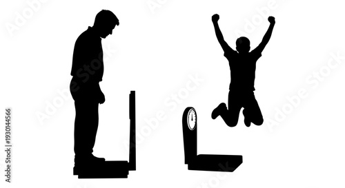 Contrast between disappointment and triumph in a digital workspace setting Vector, illustration