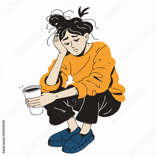 burnout exhausted office worker at desk emotional fatigue concept vector illustration