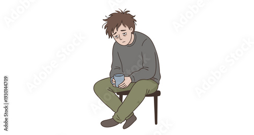 burnout exhausted office worker at desk emotional fatigue concept vector illustration