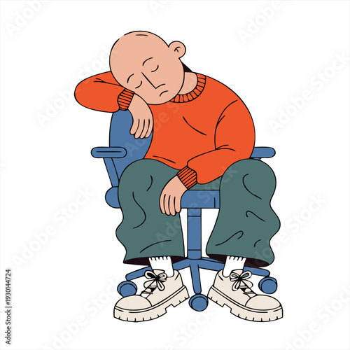 burnout exhausted office worker at desk emotional fatigue concept vector illustration