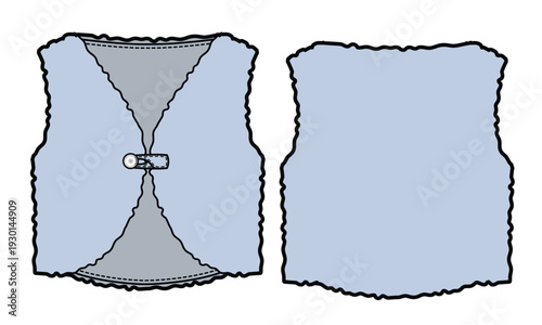 Baby wool waistcoat vector template technical illustration.