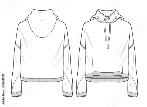Drop shoulder hoodies vector design technical illustration by adobe illustrator.