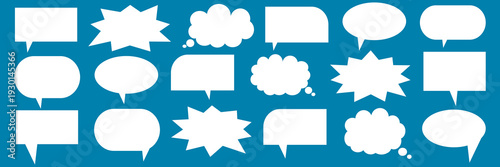 A set of chat box designs for comments on social media or comics. Vector designs of speech bubbles, text boxes, and conversation chat columns in comics.
