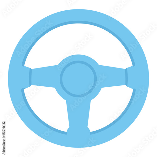 Blue Car Steering Wheel UI Icon for App Interface