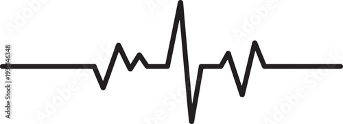 Black and white electrocardiogram line graph representing a heartbeat heart rate