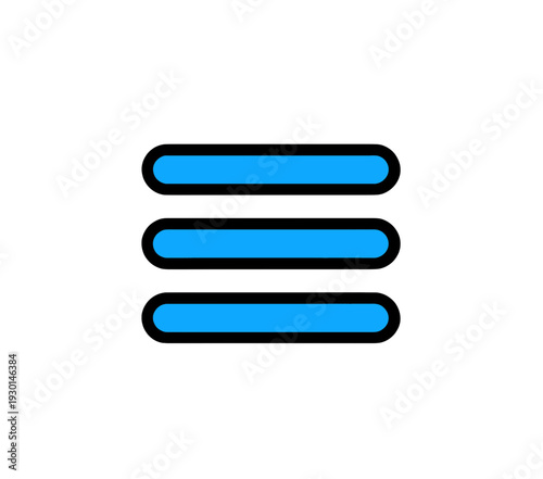 Blue Filled Horizontal Bars UI Icon for Dashboard Interface