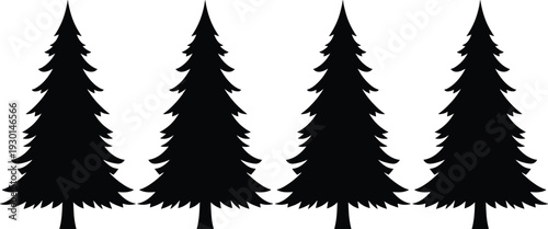 Christmas pine tree silhouettes set evergreen fir icons isolated on white winter holiday vector collection
