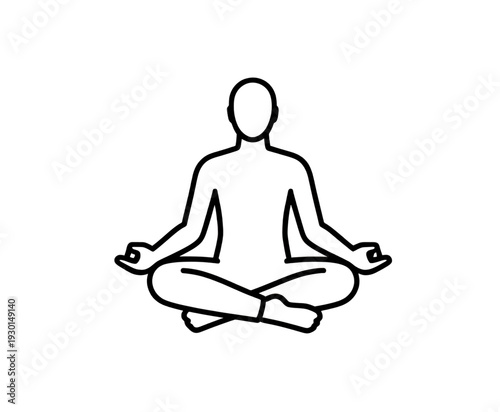 Meditating Person Outline UI Icon for App Interface