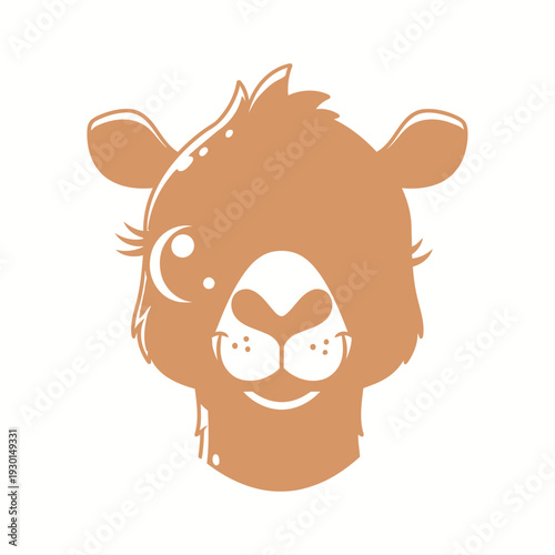 Alpaca Face Headshot Portrait in Simple Silhouette