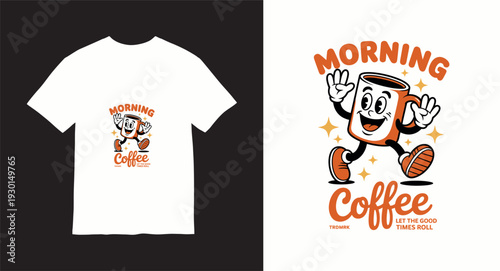 Morning coffee let the good times roll t shirt design cartoon mug