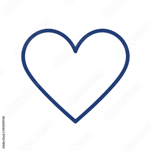 Outline Heart Shape Icon for App UI with Thick Blue Stroke