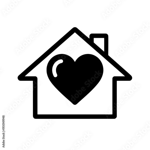 Outline House With Heart Center UI Icon for App UI