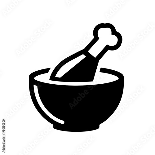 Outline Mortar and Pestle Cooking Tool UI Icon for App Interface