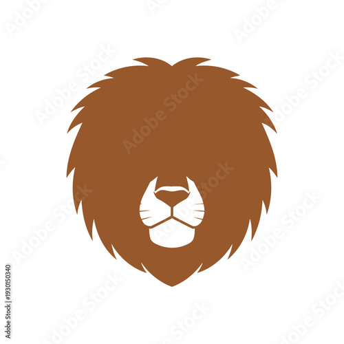 Lion Head Silhouette with Full Mane