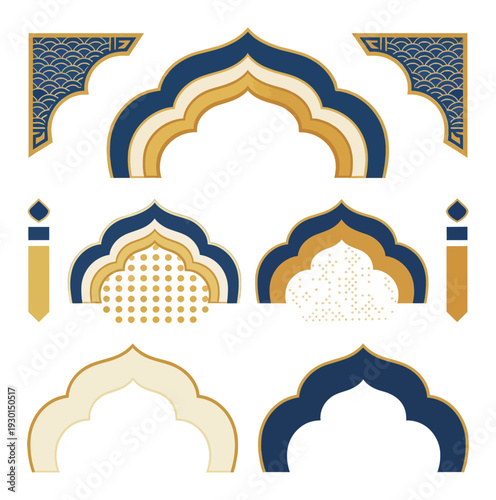 Decorative arch elements vector set elegant design patterns