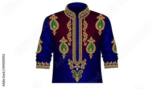 Luxury Mens Festive Embroidered Kurta Ethnic Vector Art