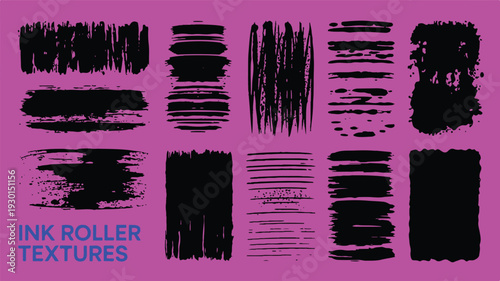 Black Ink Roller Textures and Brush Stroke Effects