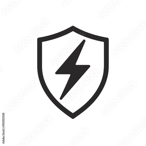 Shield With Lightning Bolt Outline UI Icon for App UI