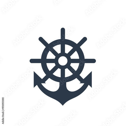 Ship Wheel and Anchor Navigation UI Icon for App Interface