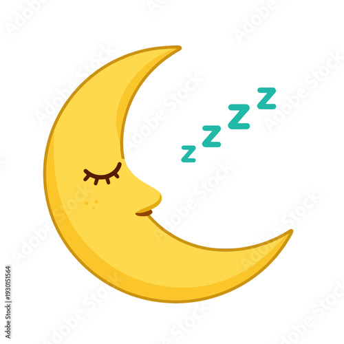 Sleeping Moon Face Icon for App UI