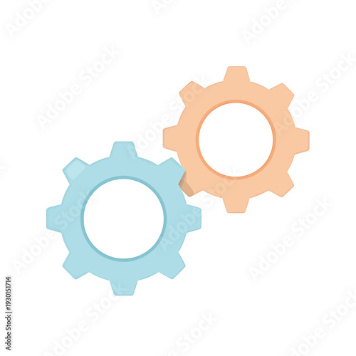Two Interlocking Gears Flat UI Icon for App UI