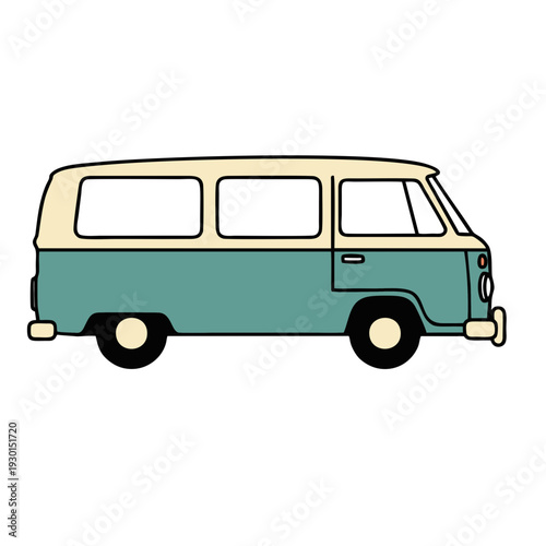 vintage camper van illustration retro travel bus