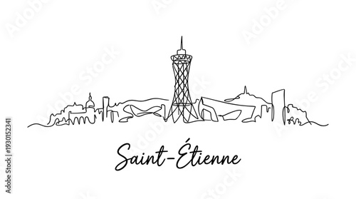 Saint-Etienne France city skyline minimalist continuous one line drawing vector illustration