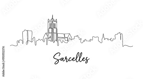 Sarcelles France skyline minimalist single line drawing on white background vector illustration