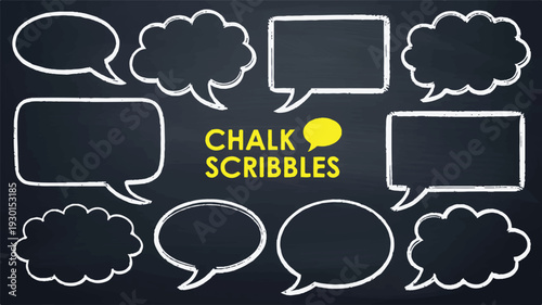 Diverse Set of Chalkboard Speech and Thought Bubbles for Communication Graphics