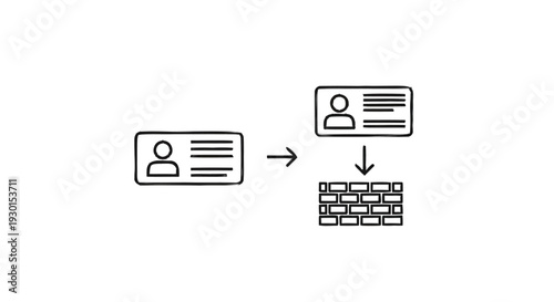 Identity card blocked by a brick wall illustration.