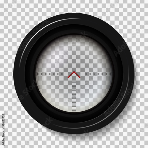 Realistic sniper rifle scope aim isolated. Crosshair holographic sight. Aim shoot focus cursor. Bullseye mark targeting. Game aiming sight dot pointer. Vector illustration