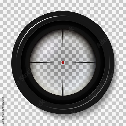 Realistic sniper rifle scope aim isolated. Crosshair holographic sight. Aim shoot focus cursor. Bullseye mark targeting. Game aiming sight dot pointer. Vector illustration