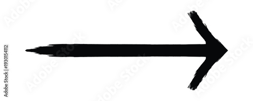 Hand drawn red marker arrow pointing right isolated on background.