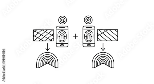 Illustration of two smartphones with fingerprint scanners and patterned surfaces.