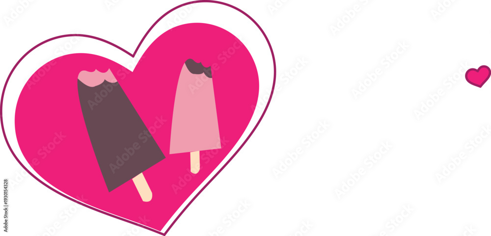 Obraz premium Pink heart with ribbon on pink and white backgrounds illustration