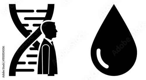 Scientist analyzing genetic material with water droplet symbol in background Vector, illustration