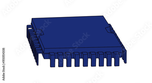 Close-up of a blue microchip.