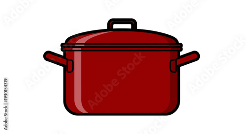 Red cooking pot with lid.