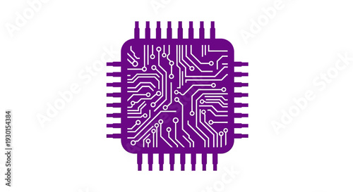 Purple Microchip Electronic Circuit Board.